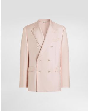 Dolce & Gabbana Sicilia Light Double-Breasted Silk Twill Jacket - Pink