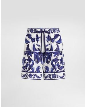 Dolce & Gabbana Dg Exclusive Majolica- Poplin Shorts - Blue