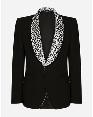 Dolce & Gabbana Single-Breasted Stretch Wool Sicilia-Fit Tuxedo Jacket - Black