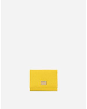 Dolce & Gabbana Leather Wallet With Logo - Yellow