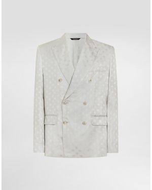 Dolce & Gabbana Sicilia Light Double-Breasted Silk Jacquard Jacket - White