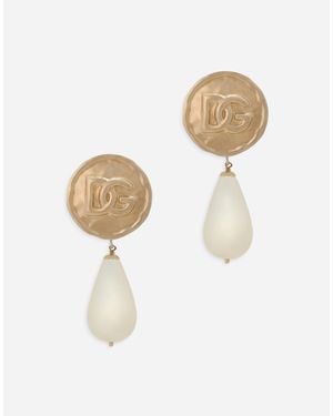Dolce & Gabbana Pendientes Con Logotipo Dg Y Colgantes De Lágrima - Metálico