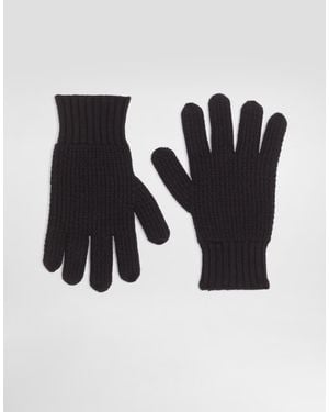 Dolce & Gabbana Knitted Virgin Wool Gloves - Black