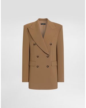 Dolce & Gabbana Zweireihige Jacke Linda Aus Mikro-Rippstoff - Natur