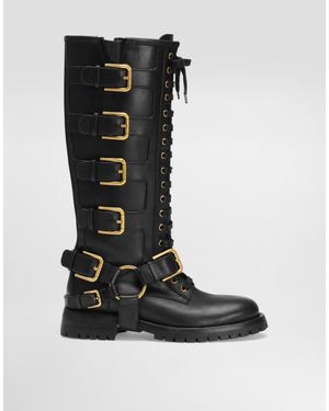 Dolce & Gabbana Smooth Leather Biker Boots - Black