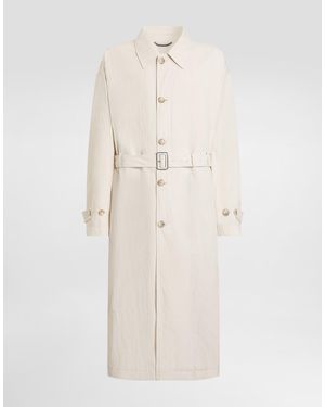 Dolce & Gabbana Cotton-Linen Trench Coat With Buttons - Natural