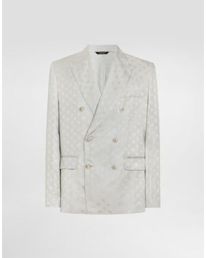 Dolce & Gabbana Sicilia Light Double-Breasted Silk Jacquard Jacket - White