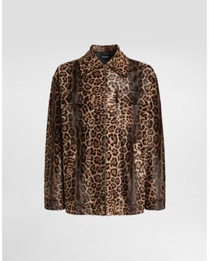 Dolce & Gabbana Leopard-Print Pony Shirt-Style Jacket - Braun