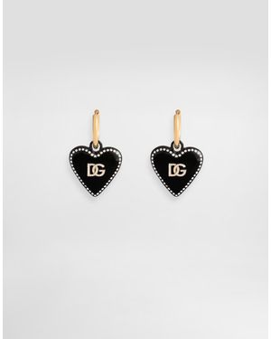 Dolce & Gabbana Creola Hearts Earrings - ブラック