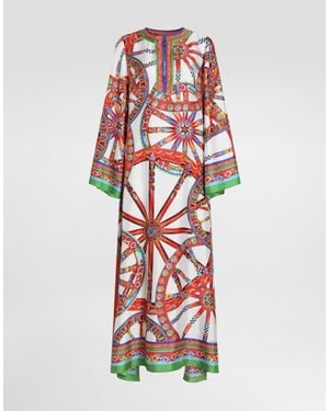 Dolce & Gabbana Carretto-Print Twill Kaftan Dress - Red