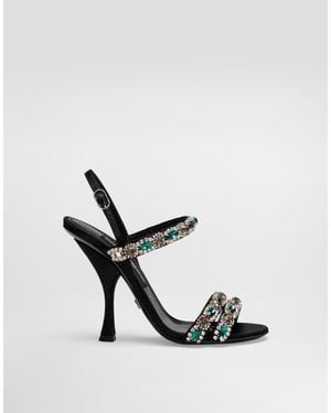 Dolce & Gabbana Sandals With Embroidery - Black