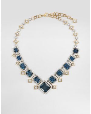 Dolce & Gabbana Collana Eleganza Oro Bianco E 18 Carati, Topazi E Zaffiri - Blu
