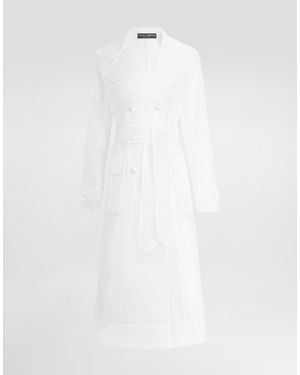 【関税&送料込】Dolce & Gabbana White Organza Trench Coat Dolce & Gabbana Belted Nylon Organza Trench Coat in White | Lyst