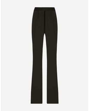 Dolce & Gabbana High-Waisted Flared Chiffon Trousers - Black