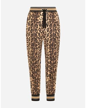 Dolce & Gabbana Jersey Jogging Pants With Leopard Print - Multicolor