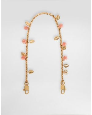 Dolce & Gabbana Metal Shoulder Strap With Roses - White