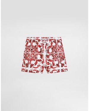 Dolce & Gabbana Majolica-Print Short Swim Boxer Shorts - Red
