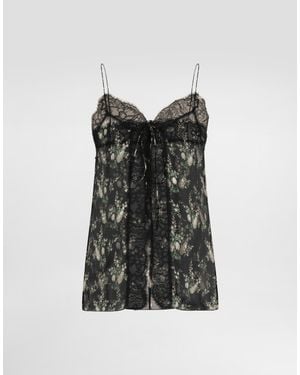 Dolce & Gabbana Rose And Flower-Print Chiffon Top - Black
