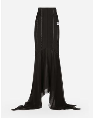 Dolce & Gabbana Silk-Blend Sicily Ruffle Maxi Skirt - Black