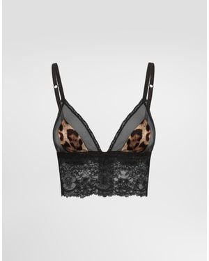 Dolce & Gabbana Bh Aus Satin Mit Leopardenprint - Schwarz