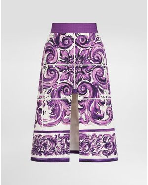 Dolce & Gabbana Majolica-Print Skirt - Purple