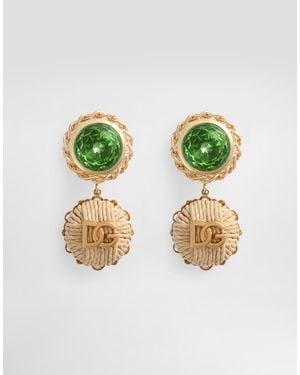 Dolce & Gabbana Logo Clip Earrings - Green
