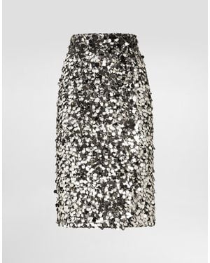 Dolce & Gabbana Sequined Midi Skirt - White
