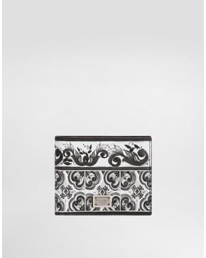 Dolce & Gabbana Majolica-Print Calfskin Wallet - White