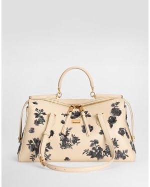 Dolce & Gabbana Medium Vittoria Handbag With Embroidery - ナチュラル