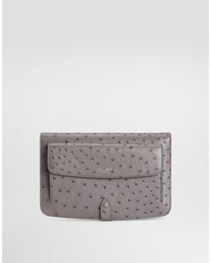 Dolce & Gabbana Ostrich Leather Clutch - Grey