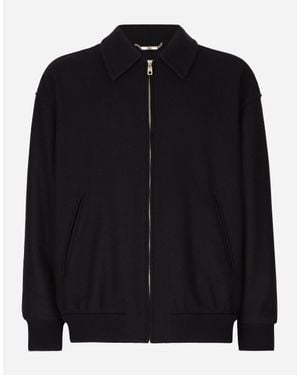 Dolce & Gabbana Wool-Blend Bomber Jacket - Black