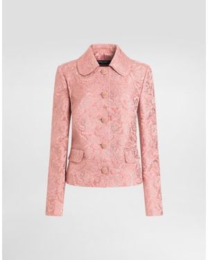 Dolce & Gabbana Single-Breasted Floral Quilted Jacquard Gabbana Jacket - Pink