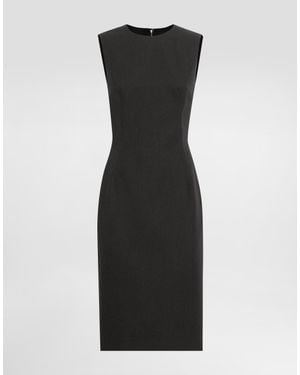 Dolce & Gabbana Woolen Calf-Length Sheath Dress - Black