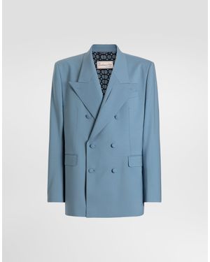 Dolce & Gabbana Double-Breasted Sinatra Wool Gabardine Jacket - Blue