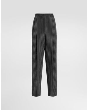 Dolce & Gabbana Pinstripe Virgin Wool Trousers - Multicolour