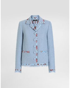 Dolce & Gabbana Single-Breasted Rachel Basketweave Jacket - Blue
