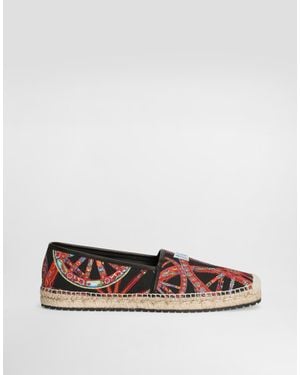 Dolce & Gabbana Alpargatas En Lona Con Estampado Carretto - Blanco