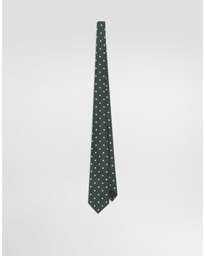Dolce & Gabbana Polka Dot-Print Silk Twill Tie - White