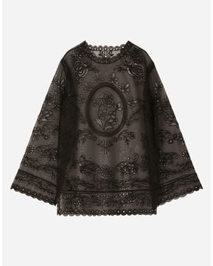Dolce & Gabbana Aラインドレス クリノリン カットアウトエンブロイダリー - ブラック
