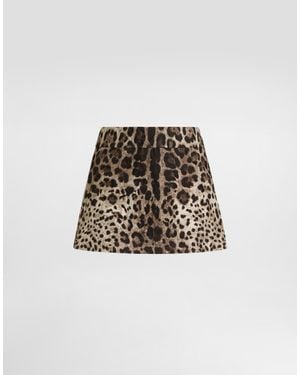 Dolce & Gabbana Leo- Brocade Mini Skirt - Natural
