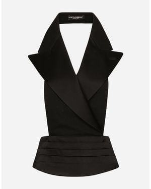 Dolce & Gabbana Double-Breasted Silk Satin Vest With Low Neckline On The Back - Black