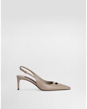 Dolce & Gabbana Silk-Effect Nappa Leather Slingback - White
