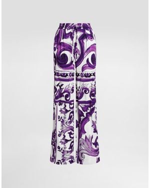 Dolce & Gabbana Pantaloni Stampa Maiolica - Viola