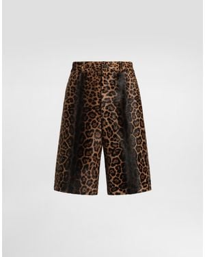 Dolce & Gabbana Leopard-Print Calfskin Trousers - White
