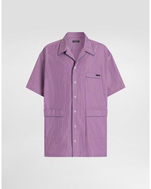 Dolce & Gabbana Hawaii Striped Poplin Shirt - Purple