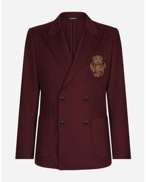 Dolce & Gabbana Double-Breasted Wool And Cashmere Jacket With Dg Patch - Purple