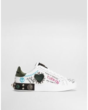 Dolce & Gabbana "Portofino" Sports Shoes With Appliqués - White