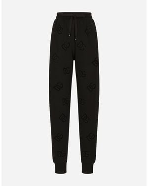 Dolce & Gabbana Jersey Jogging Trousers With Cut-Out And Dg Logo - Black