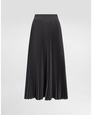 Dolce & Gabbana Pleated Woolen Calf-Length Circle Skirt - Blue
