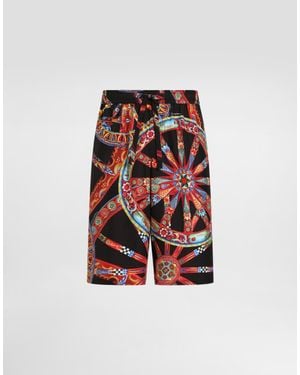 Dolce & Gabbana Carretto-Print Silk Jacquard Vanity Bermuda - Red